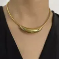 Peri'sbox Non Tarnish Stainless Steel Solid Gold Plated Snake Chain Irregular Tube Choker Necklace