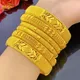 XUHUANG 24k Gold Plated Round Design Bracelets Dubai Saudi Bangle for Bridal Indian Hand Jewelry