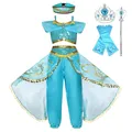 Girls Jasmine Dress Up Arabian Princess Costume Kids Jasmine Cosplay Birthday Party Costume Baby