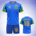 2023 Jumeast brasile maglia da calcio modello t-shirt Set bandiera stampa calcio pantaloncini maglia