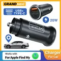 GRANDNAVI Universal Mini Car Charger Cigarette Lighter USB Type-C Adapter Hidden GPS Locator Track