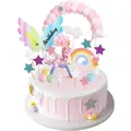 Unicorn Cake Topper Magic Unicorns Sculpture Pink Hairball Arch Rainbow Wings Birthday Banner Cloud