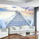 Custom Any Size Mural Wallpaper Modern Sunset Wood Bridge Sea View Wall Painting Living Room TV Sofa