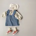 2023 New Baby Girl Sleeveless Denim Strap Dress Infant Loose Corduroy Dress Fashion Girls Casual