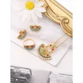 MANDI New Natural Stone Pearl Inlaid Earrings Ring Necklace Set for Party Colorfast Gold Plated