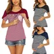 2022New summer Pregnancy Clothes Women Maternity Short Sleeve Striped Layer Nursing T-shirt Top For