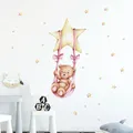 Swing Bear Stars Wall Stickers for Baby Bedroom Nursery Removable Room Door Decals Self-adhesive PVC