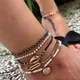 Tocona 5pcs/sets Summer Shell Scallop Beaded Anklets for Women Gold Color Fashion Chain Rope Jewelry