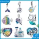 New Silver 925 Charms Blue Fish Mermaid Castle Charm Beads Fit Original Pandora Bracelet Charm