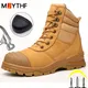 Genuine Leather Men Boots Protective Shoes Safety Boots Men Puncture-Proof Work Boots Safety Steel