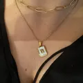 2023 New Minimalist Mother of Pearl Shell Stainless Steel Tarnish Free Initial Necklace Gold Plated