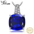 JewelryPalace Cushion 4.7ct Created Blue Sapphire 925 Sterling Silver Pendant Necklace for Women