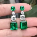 Fashion Earrings Light Luxury Emerald Cut Glass Filled Earrings for Women Free Shipping Jewelry