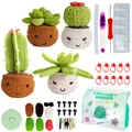 4Pcs Crochet Hooks Kit for Beginners Adults DIY Adorable Cactus Knitting Crochet Bag Kit Crochet