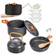 Outdoor Camping Cookware Kit Aluminum Portable Nonstick Cooking Water Kettle Pot Pan Set For Travel