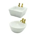 1:12 Scale Miniature Washbasin Pretend Toy Mini Ceramic Washbasin Mini Basin Sink for Kids Gifts