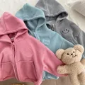 Autumn New Baby Girl Long Sleeve Hooded Coat Cute Cartoon Embroidery Girls Zipper Jacket Children