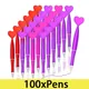100Pcs Valentine's Day Heart Shape Pens Black Gel Ink Rollerball Pens For Office School Supplies