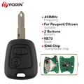 YIQIXIN Remote Key Car Key For Peugeot 106 206 207 306 406 307 107 407 433Mhz ID46 Chip 2 Button