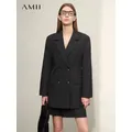 Amii Minimalism 2024 Women's Tailored Coat Spring New Commute Medium-length Slim Solid Blazer Casual