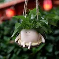 Resin Smile Face Hanging Swing Chair Planter Pot Flower Pot Hanging Planter Swing Face Plant Pot For