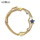 SIPENGJEL Stainless Steel Link Chain Cubic Zircon Bracelets for Man Women Gold Color Star Multilayer