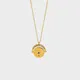 Vintage 18k Gold Plated Stainless Steel Glass Stone Blue Turkish Eye Coin Pendant Necklace for Women