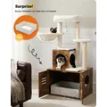 Multi-Level Cat Tower with Foldable Cat Litter Box Wood Cat Tree with Condo Scratching Post Kitten
