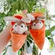 Mini Cute Rabbit In Carrot Plush Toys Keychain Anime Brown Lop Eared Bunny Pendant Stuffed Doll Gift