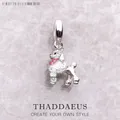 Poodle Dog Doggy Animal Pendant Original 925 Sterling Silver Cute Bead DIY Floating Charms