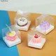 2Pcs Dollhouse Mini Clear Cake Box Dollhouse Simulation Dessert Packaging Box Dolls House