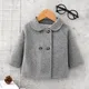 Autumn And Winter Girls Boys Coat Round Neck Long Sleeve Button Solid Color Fashion Warm Infant