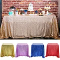 Rectangular Table Cover Glitter Sequin Table Cloth Rose Gold / Silver Tablecloth for Wedding Party