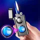 Double Tube Lighters Flash Visible Gas Cigar Lighter Windproof Flint Gas Lighter Jet Gadgets for Men