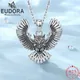 Eudora Real 925 Sterling Silver Owl Necklace Animal Wing Cool Pendant for Men Women Vintage Jewelry