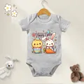 100% Cotton Baby Onesie Bodysuit Happy Easter Bunny Egg For 0 To 12 Months Newborn Short Sleeves