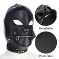 New PU Leather Cosplay Demon Head Hood Fetish Sexy Unisex Mask for Women Men Halloween Adult Party