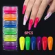 Nail Neon Pigment Powder Set Nails Glitter Fluorescent 6 Colors Nail Art Dipping Dust DIY Gel Polish