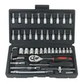 46pcs Car Repair Tool Kit 1/4-Inch Socket Set Car Repair Tool Ratchet Torque Wrench Combo Auto