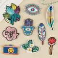 2024 New Embroidery Patch DIY Feathers Evil Eye Stickers Adhesive Badges Iron on Patches Hats Jacket