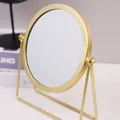 Standing Gold Round Hand Bathroom Mirror Nordic Desk Vanity Cosmetic Table Mirror Room Decor Home