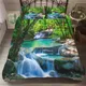 Waterfall Duvet Cover Set Natural Scenery Quilt Cover Pillowcase Landscape Forest Waterfall Queen