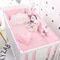 Cotton Baby Bed Bumper Bedding Set Newborn Baby Crib Bedding Set for Girls Boys Washable Cot Bed