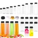 1pcs 60-500ML Empty Clear Plastic Juice Bottles w/ Caps Containers W/ Funnel Reusable Water Bottle