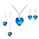 Top Sale Jewely Sets Blue Austrian Crystal Pure Genuine 925 Sterling Silver Ocean Sea Heart
