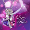 Fashionable rose flower entwined multicolor love necklace heart-shaped colorful rose pendant family