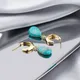 2023 Lost Lady Niche Light Luxury Natural Shell Blue Turquoise Hoop Earrings Retro Temperament