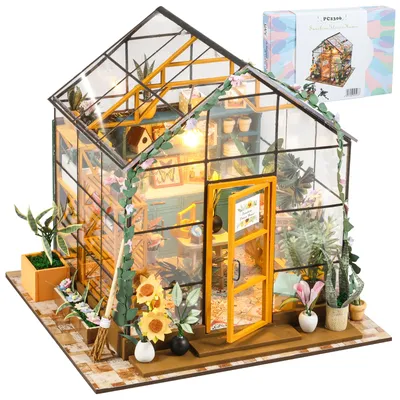 Kit casa da giardino in miniatura fai-da-te con mobili e Kit di costruzione di modelli di serra in