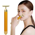 1PCS 24K Gold Face Lift Devices Bar Roller Vibration Slimming Massager Stick Facial Anti-wrinkl