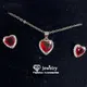 CC Heart Jewelry Set For Women Red Zirconia Stone White Gold Plated Love Pendant Necklace Earring